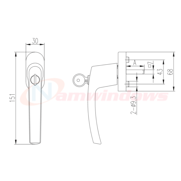 Tay nắm cửa sổ GQ ASSA ABLOY có chìa khóa nhựa lõi thép - Hình ảnh 4