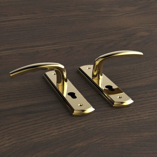 Bộ khóa tay nắm đồng thau HC 5866 PVD Gold dài 210 - Hình ảnh 4
