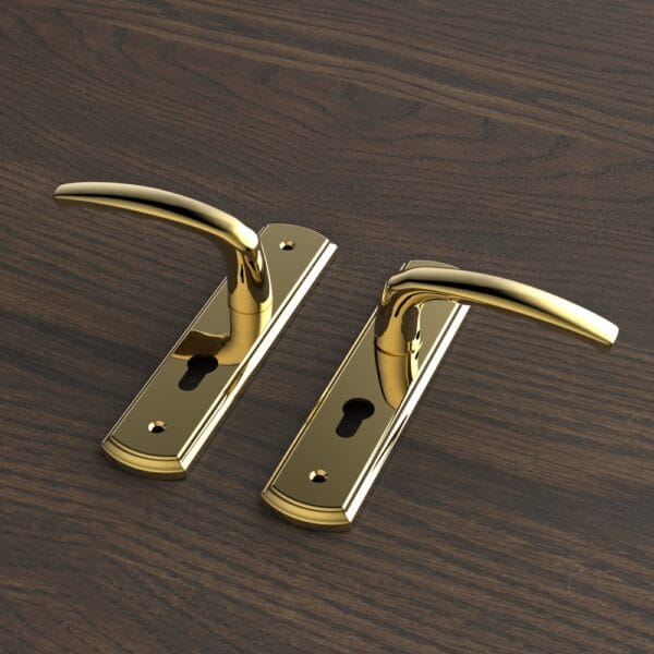 Bộ khóa tay nắm đồng thau HC 5866 PVD Gold dài 210 - Hình ảnh 3