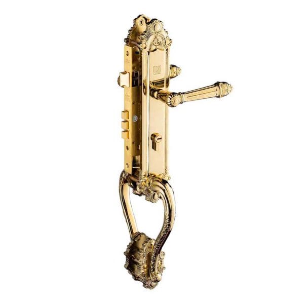Khóa cửa gỗ đại sảnh đồng thau HC8526 PVD Gold dài 590 - Hình ảnh 2