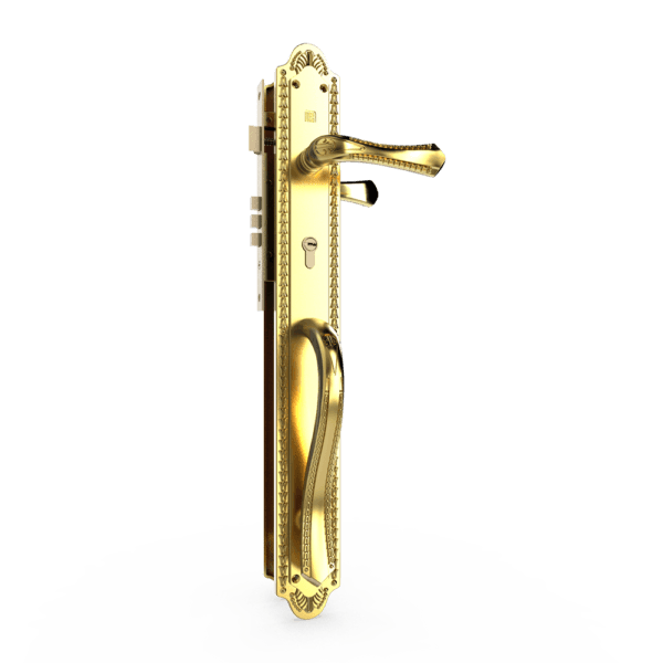 Khóa cửa gỗ đại sảnh đồng thau HC8561 PVD Gold dài 594 - Hình ảnh 2