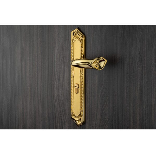 Khóa cửa gỗ đại đồng thau HC85 QUEEN PVD Gold dài 370 - Hình ảnh 3