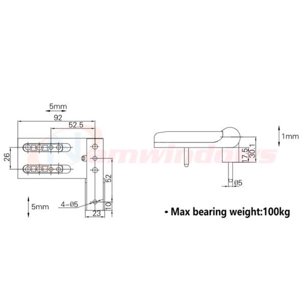 Bản lề 3D GQ 10560L2B loại 2 rẻ cửa nhựa lõi thép uPVC - Hình ảnh 2