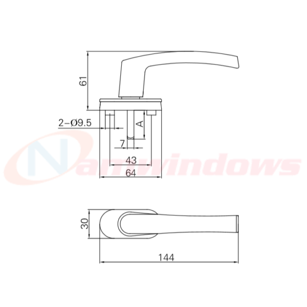 Tay nắm đa điểm GQ ASSA ABLOY cửa sổ lùa nhựa lõi thép - Hình ảnh 5