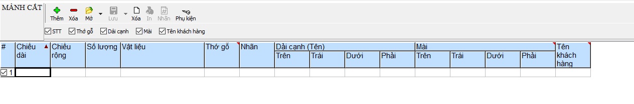 Hình ảnh tổng quan giao diện phần mảnh cắt