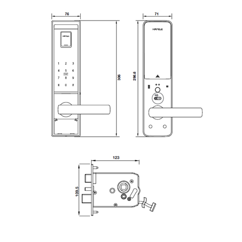 Thông số kĩ thuật khóa cửa Hafele EL900-TCS 912.05.376