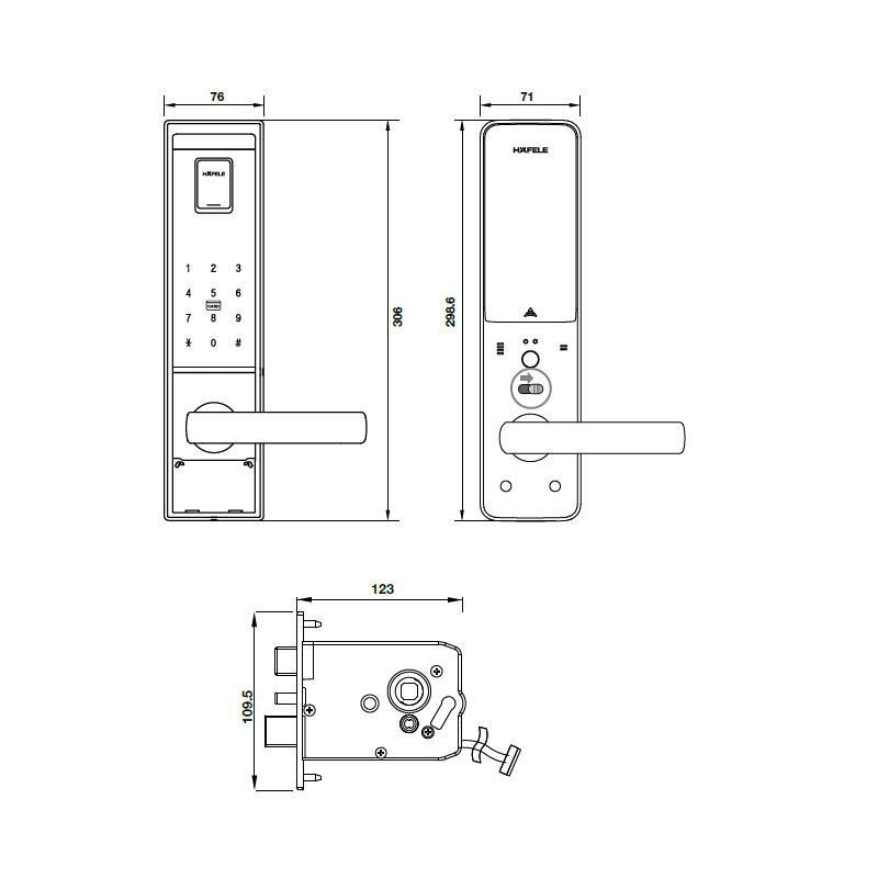 Thông số kĩ thuật khóa cửa Hafele EL900-TCS 912.05.378
