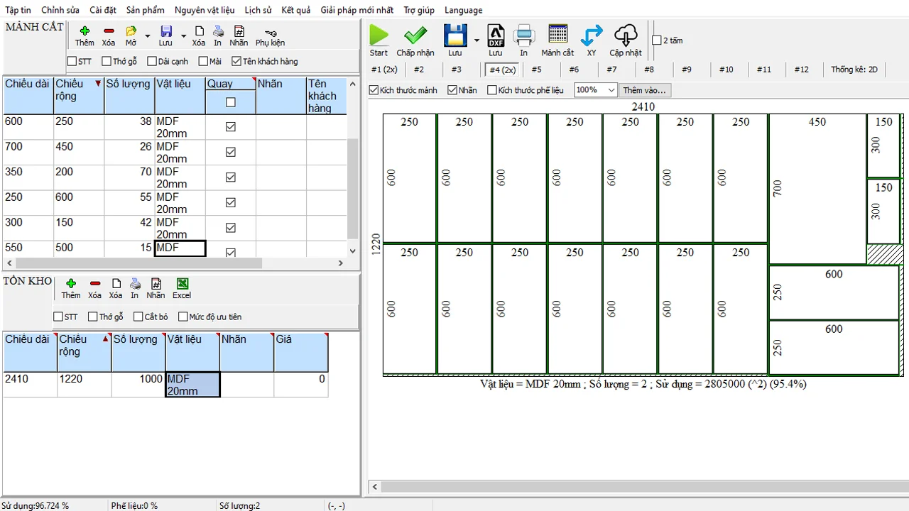 Cách tính ván gỗ MDF và chia cắt tối ưu nhanh, chuyên nghiệp