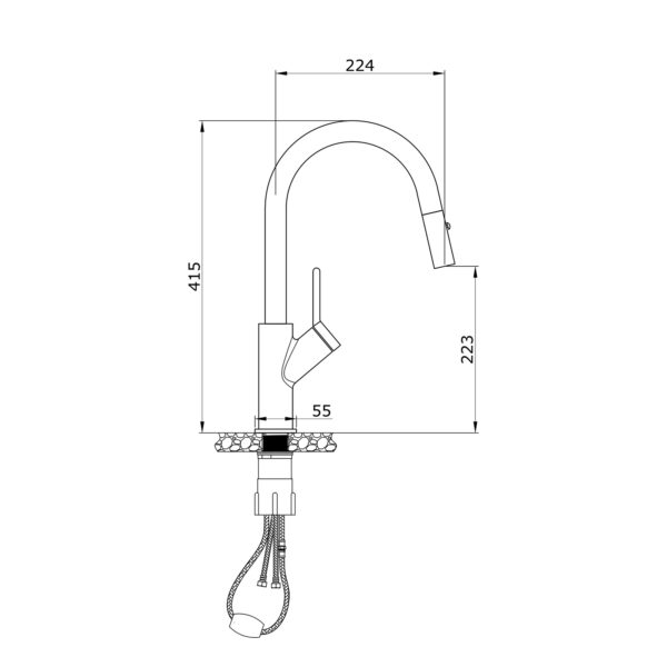 Thông số kỹ thuật vòi nước nóng lạnh Konox Ponte Chrome