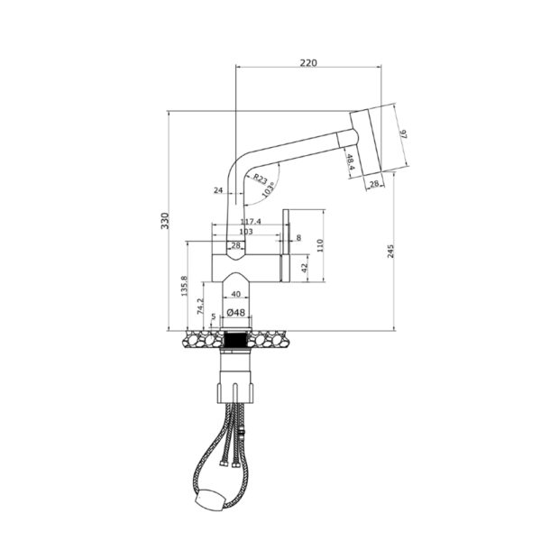 Thông số kỹ thuật vòi nước nóng lạnh Konox Volta Nickel