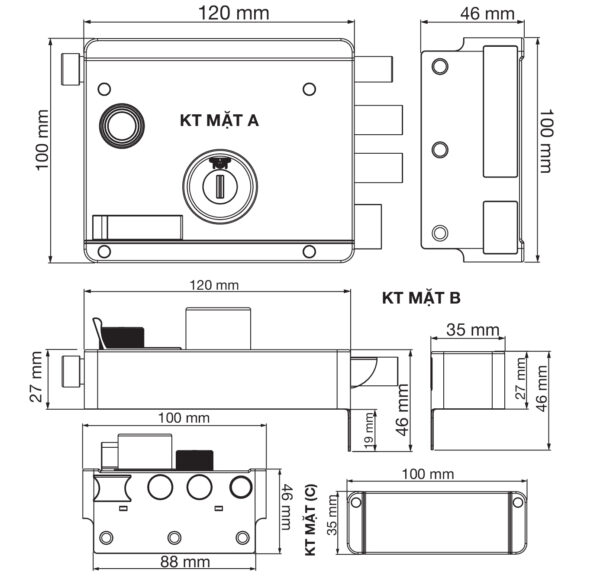 Thông số kỹ thuật khóa cửa cổng TOP 699B Inox 304