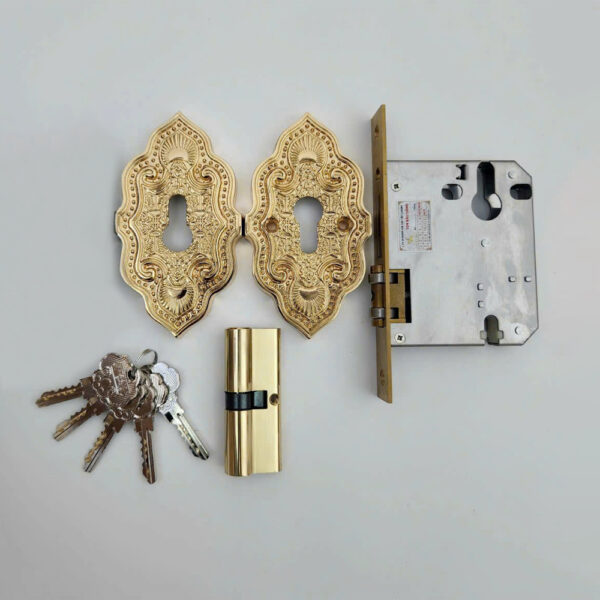 Khóa âm sàn cửa gỗ KS001 màu vàng 24k