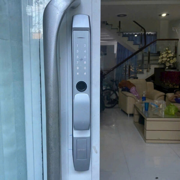 Khóa vân tay cửa lùa nhôm KVT014-S30G màu xám bạc