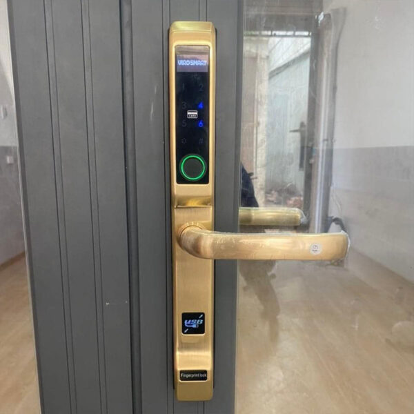 Khóa vân tay cửa nhôm KVT008-S30D vàng