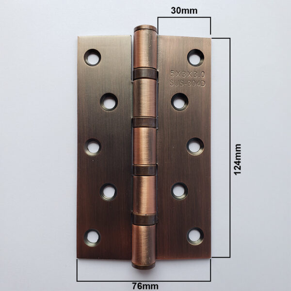 Kích thước bản lề lá inox 201 BL020 125x75x3mm màu nâu