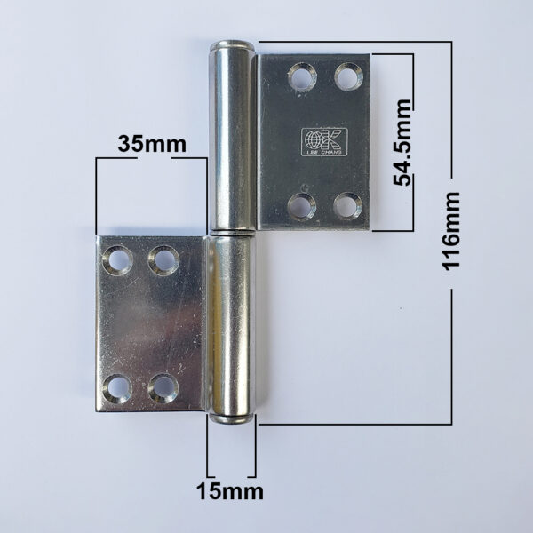 Thông số kỹ thuật bản lề cối lá cờ OK 600-104-4 inox 304 4x3.3x3 inox bóng