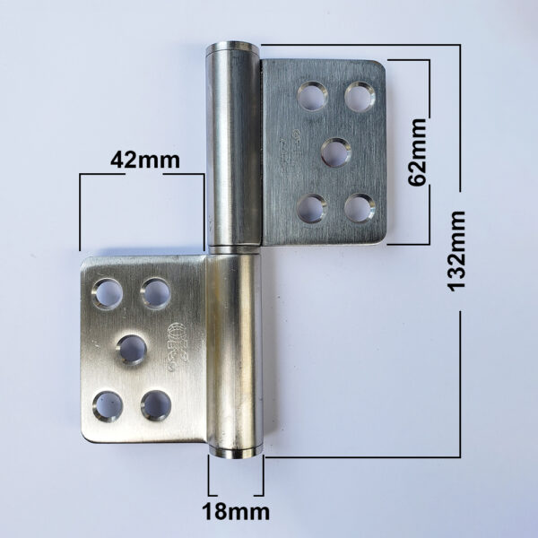 Thông số kỹ thuật bản lề cối lá cờ OK 601-105-5 US32D inox 304 5x4x3 inox mờ