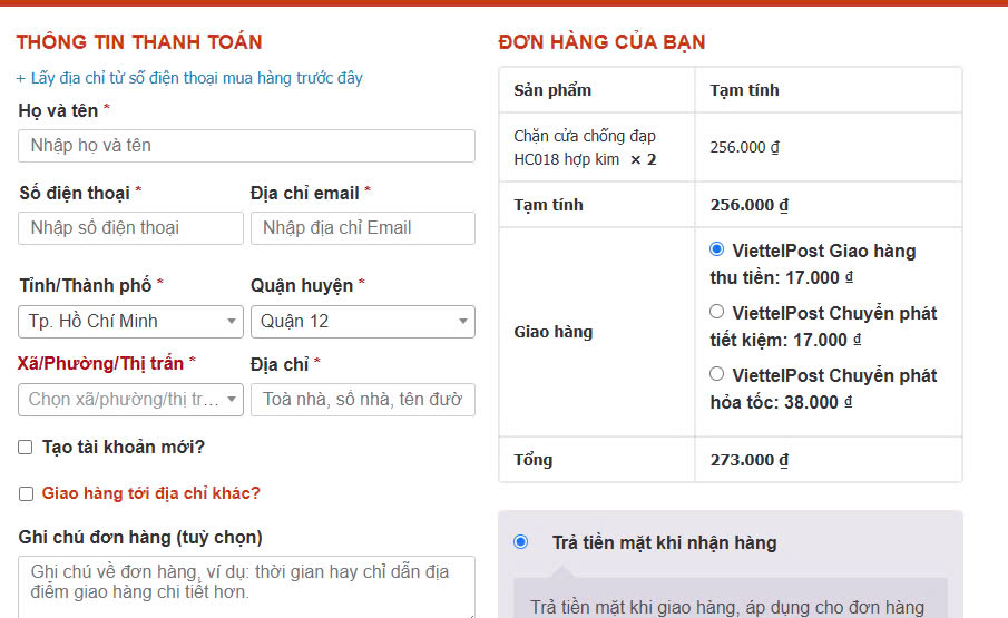 Nhập thông tin số điện thoại, địa chỉ, email để mua hàng