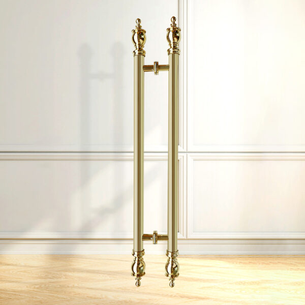Tay nắm cửa TN087 inox thân sọc vàng bóng