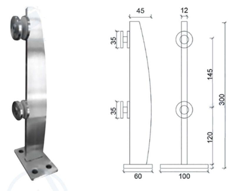 Thông số kỹ thuật trụ lan can cánh buồm TLC023