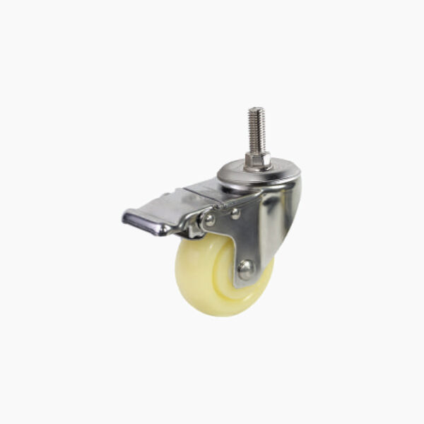 Bánh xe cọc vít nhựa PP BXD067-075 xoay khóa càng inox