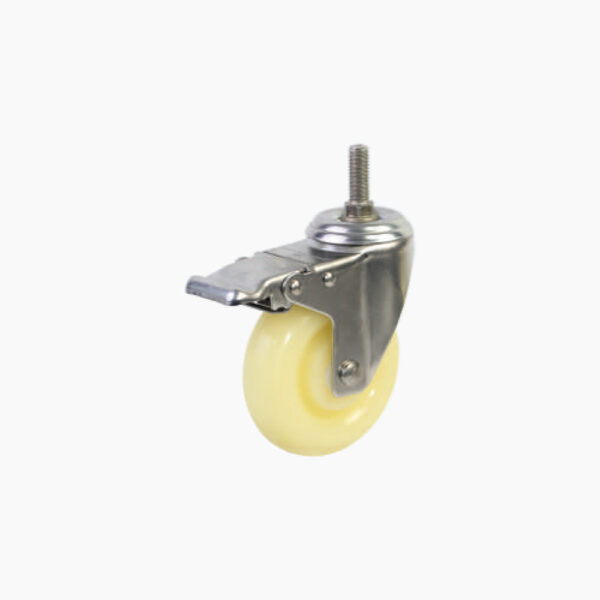 Bánh xe cọc vít nhựa PP BXD067-100 xoay khóa càng inox