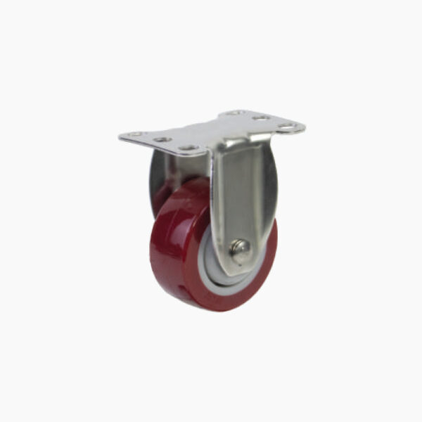 Bánh xe đẩy nhựa PU đỏ BXD058-075 cố định càng inox