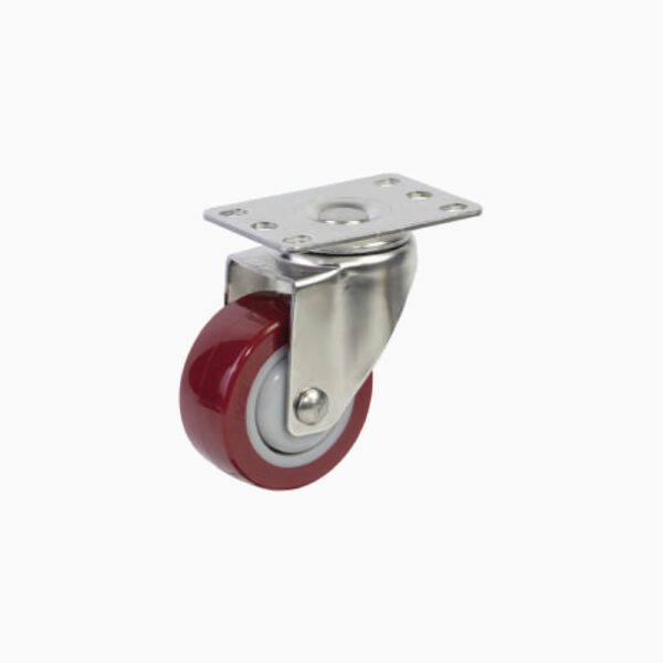 Bánh xe đẩy nhựa PU đỏ BXD059-075 xoay càng inox