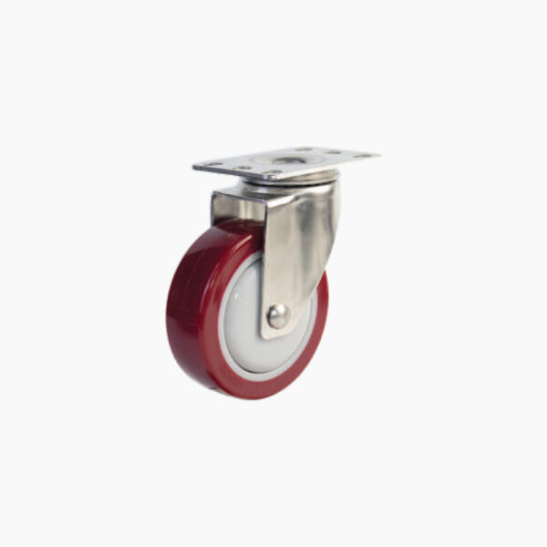 Bánh xe đẩy nhựa PU đỏ BXD059-100 xoay càng inox