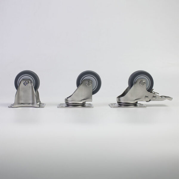 Bánh xe đẩy nhựa TPR BXD004 Ø50mm càng inox 304