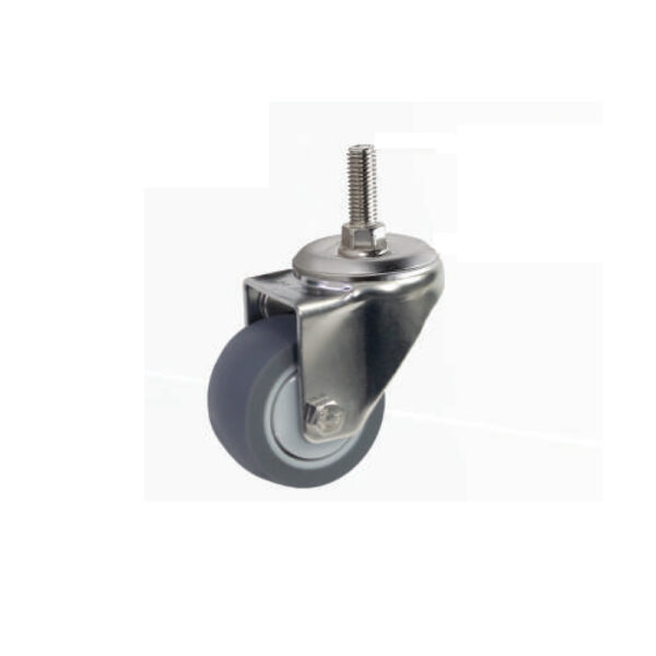 Bánh xe đẩy nhựa TPR BXD004 Ø50mm càng inox 304 xoay cọc vít