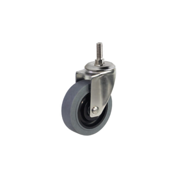 Bánh xe cọc vít nhựa TPR BXD074-075 xoay không khóa càng inox