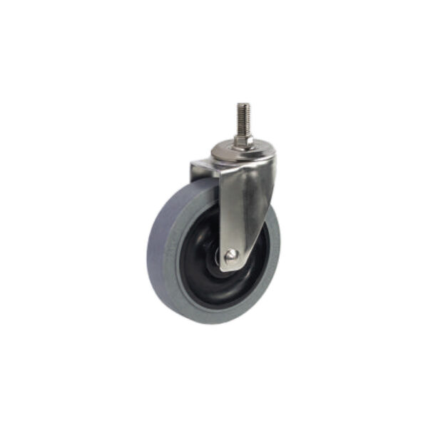 Bánh xe cọc vít nhựa TPR BXD074 xoay không khóa càng inox