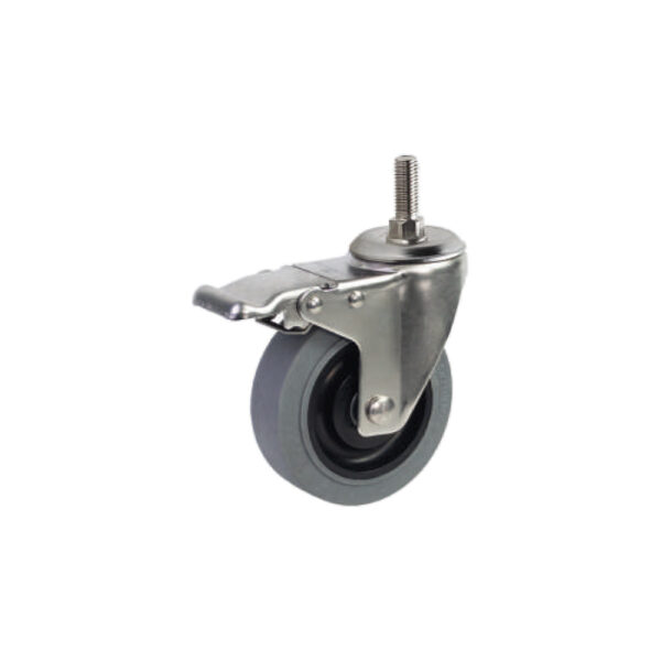 Bánh xe cọc vít nhựa TPR BXD075-100 xoay khóa càng inox