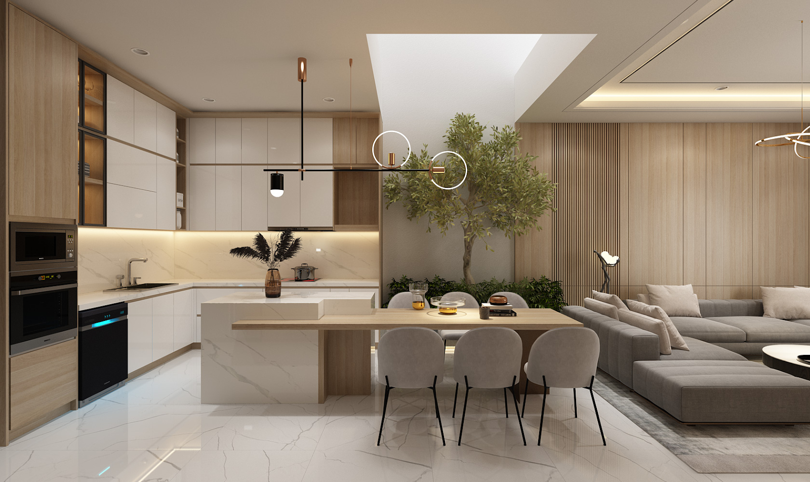 Kết hợp quầy bar tăng vẻ đẹp sang trọng cho tủ bếp