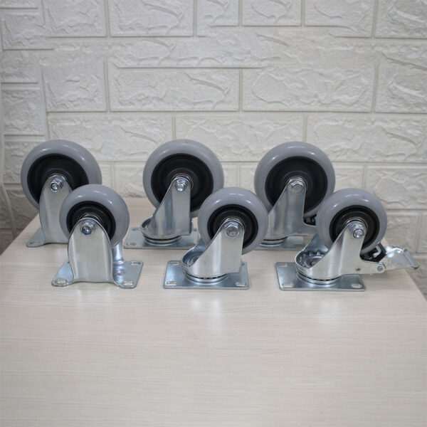 Bánh xe đẩy nhựa PP xám BXD099 xoay có khóa