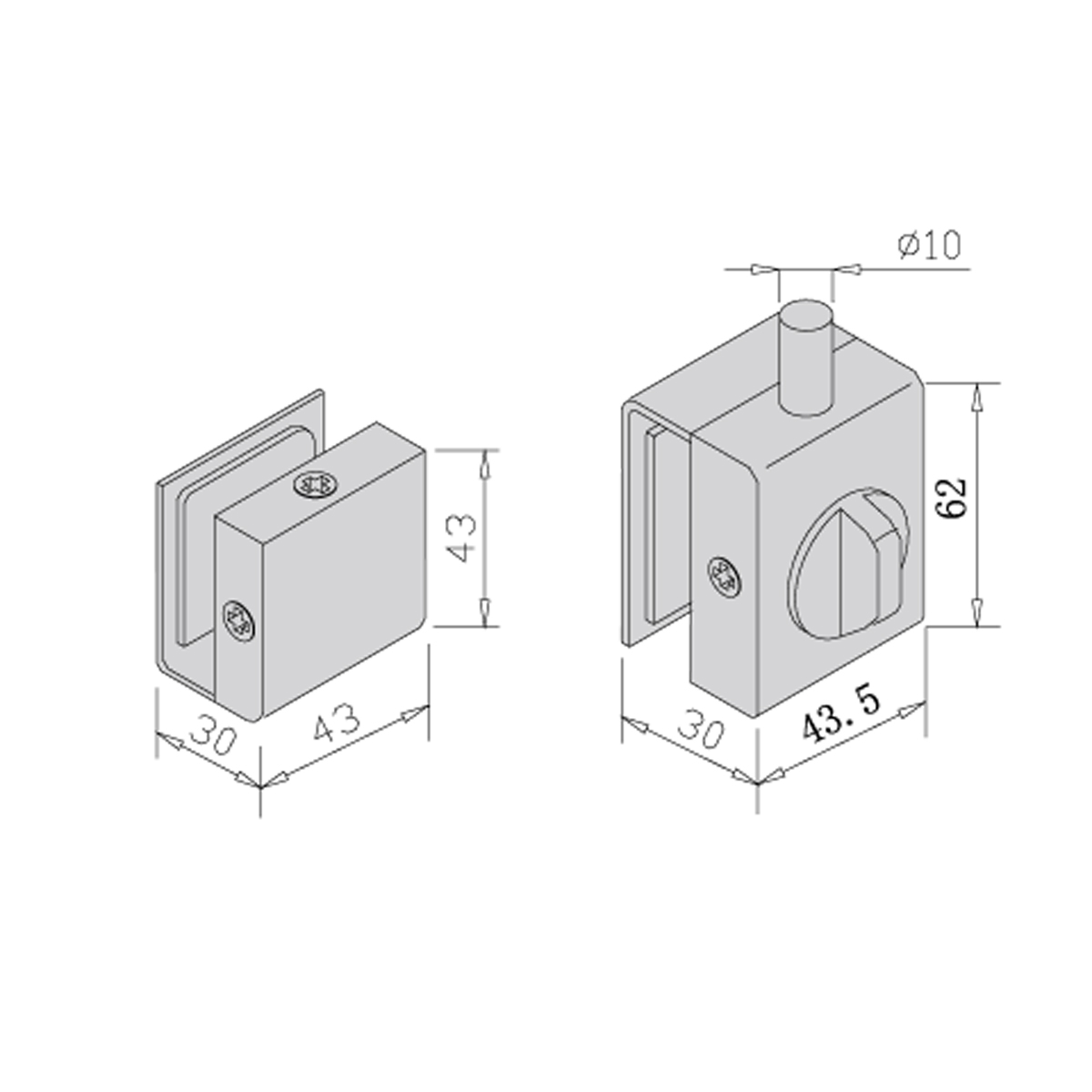 Thông số kỹ thuật chốt khóa cửa kính kinh OK PCS-446A 1 mặt núm vặn