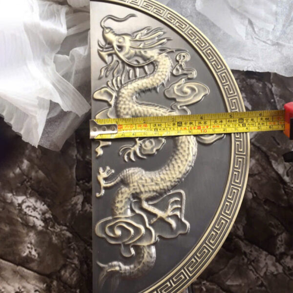 Tay nắm cửa tròn đồng thau TN092 họa tiết rồng