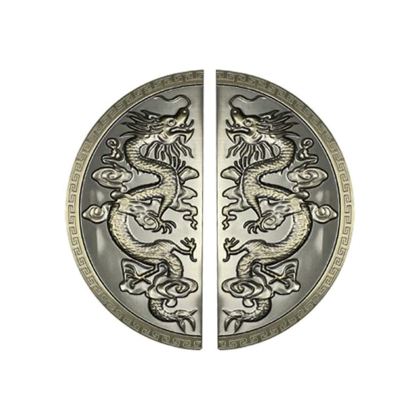 Tay nắm cửa tròn đồng thau TN092 họa tiết rồng đồng cổ