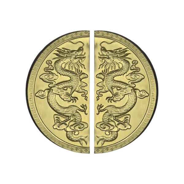 Tay nắm cửa tròn đồng thau TN092 họa tiết rồng vàng