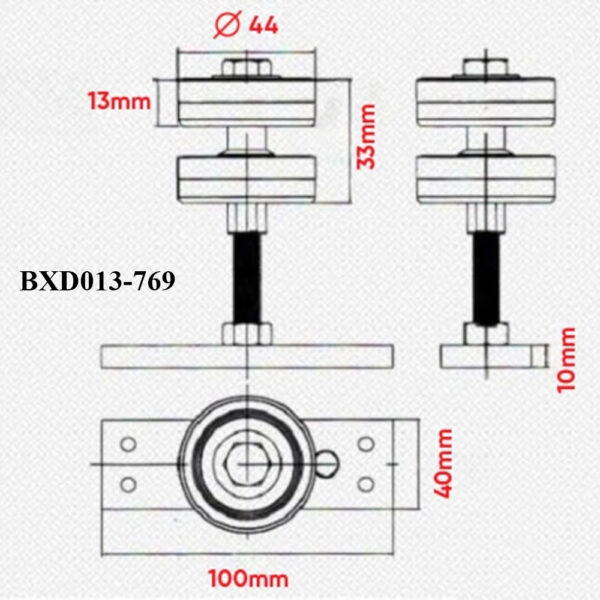 Thông số kỹ thuật bi treo cửa trượt gấp BXL013-769