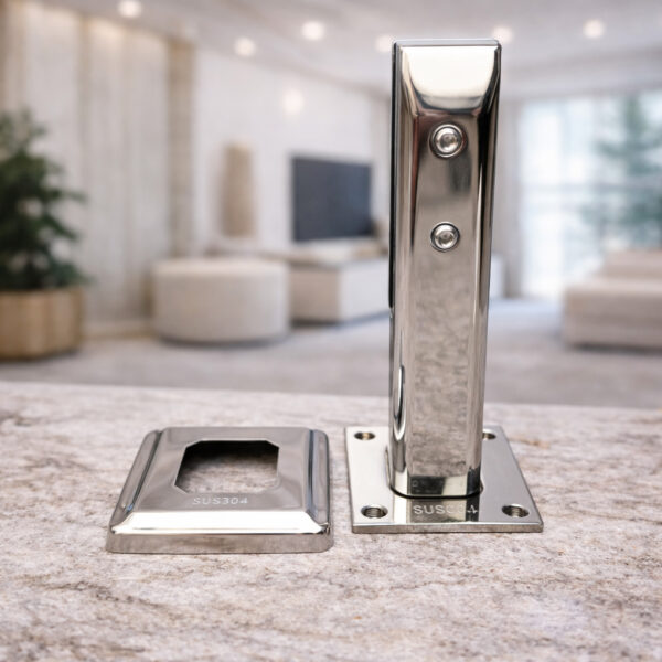 Trụ ngàm lan can TCL053SS inox 304 cao 200mm inox bóng mờ