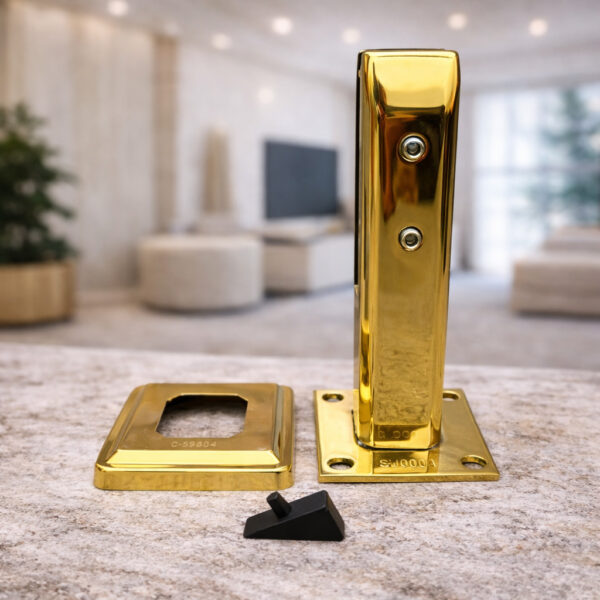 Trụ ngàm lan can TCL053VB inox 304 cao 200mm vàng bóng