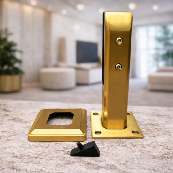 Trụ ngàm lan can TCL053VM inox 304 cao 200mm vàng mờ