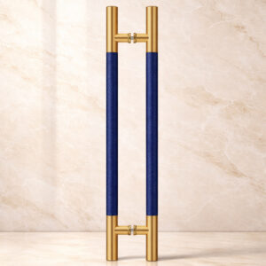 Tay nắm cửa TN144 Inox 304 ø38 bọc da xanh navy