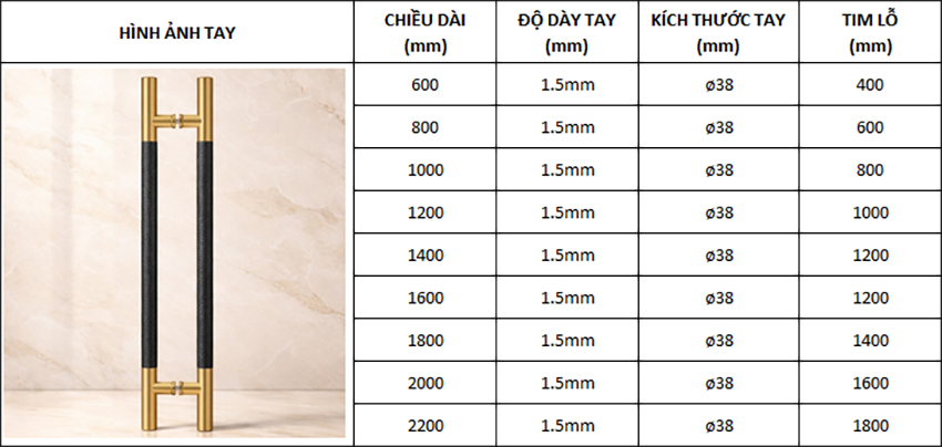 Thông số kỹ thuật tay nắm Inox 304 TN142, TN143, TN144, TN145, TN146, TN147